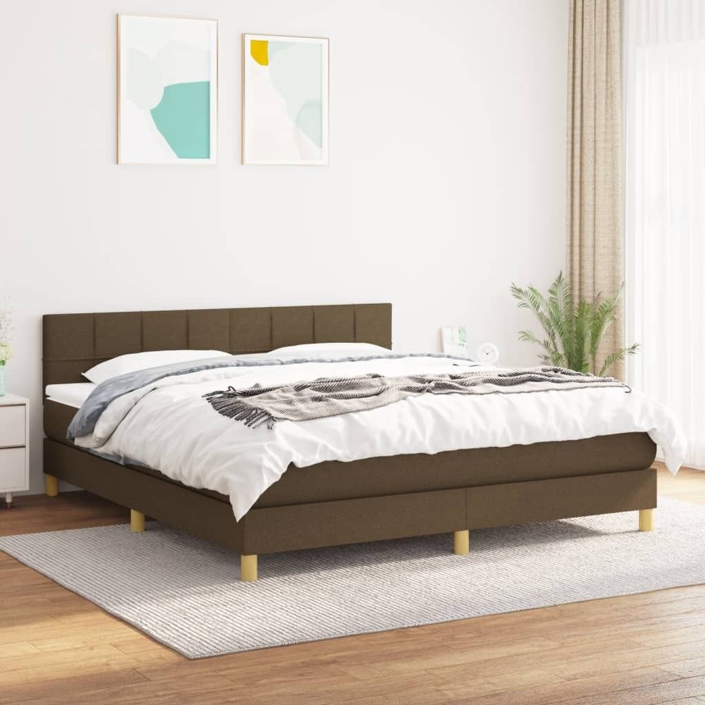Maison Exclusive - Boxspringbett mit Matratze Dunkelbraun 160x200 cm Stoff
