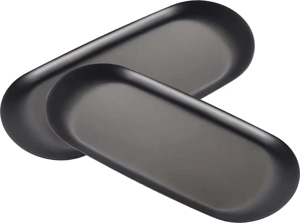 Plateau de rangement multifonctions en métal noir avec bord surélevé