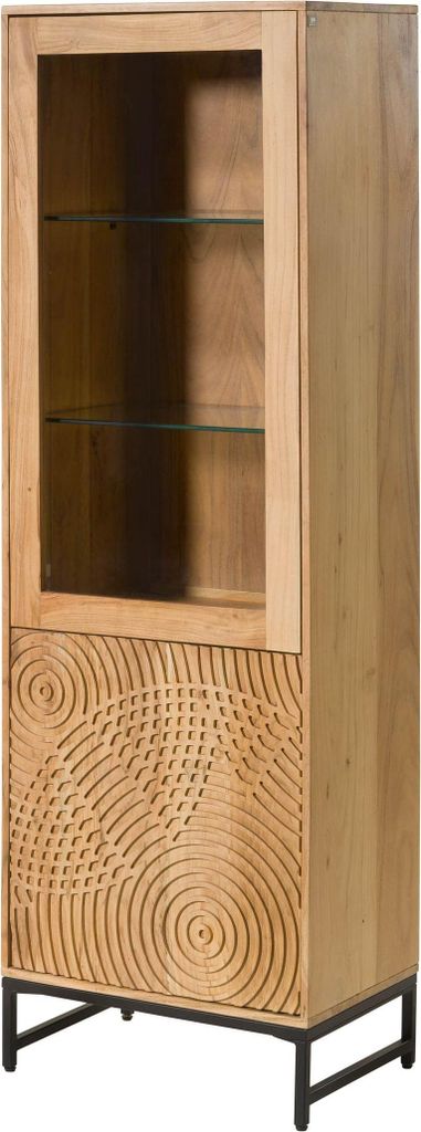 MASSIVMOEBEL24 Vitrine Akazie 60x40x180 natur lackiert MARRAKESCH #110