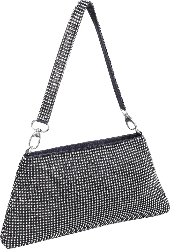 Borsa NAEMI Nera Donna: Borsa a Tracolla con Dettagli Gold e Strass