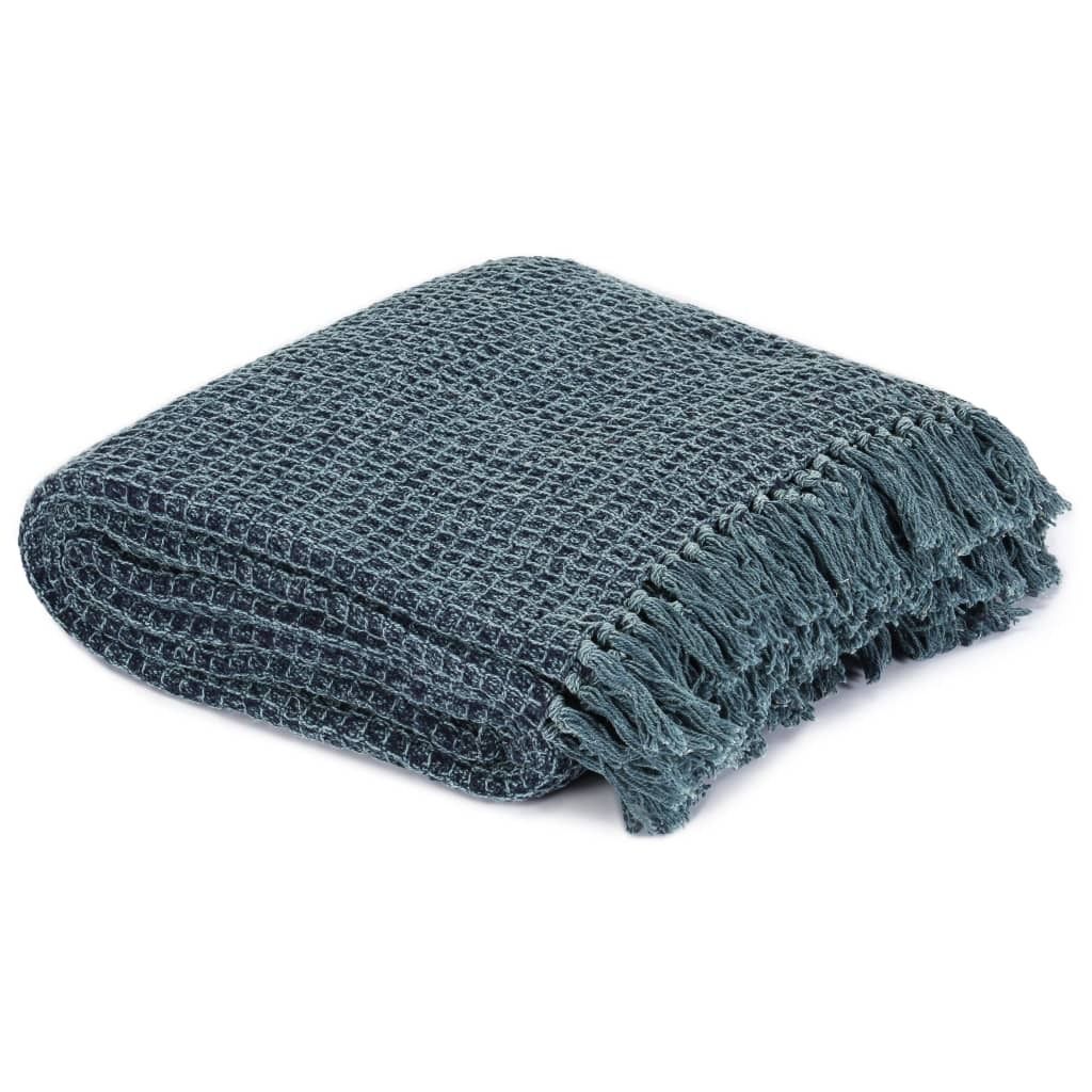 vidaXL Narzuta bawełniana 220x250 cm indygo niebieski Zdjęcie produktu 