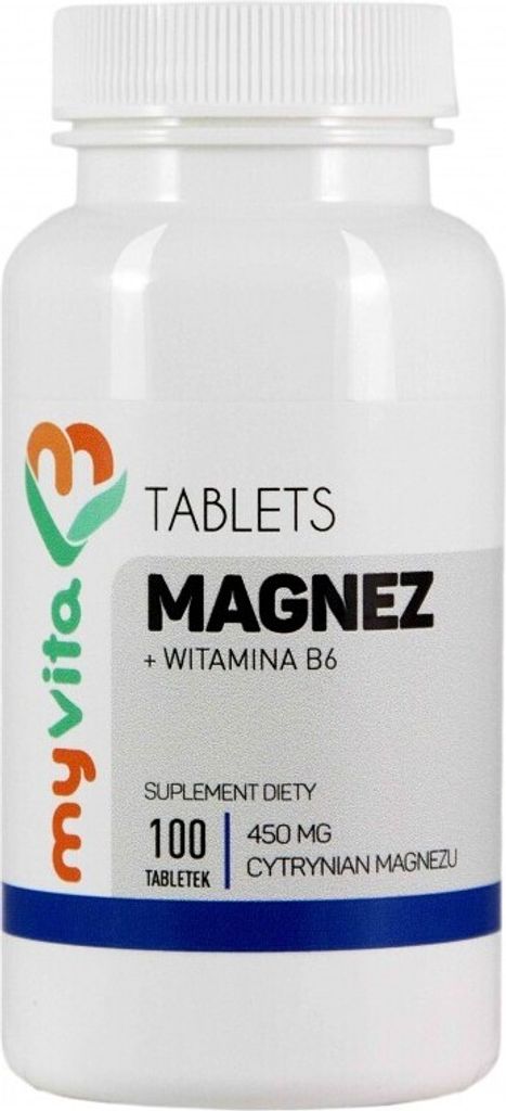 MyVita Magnesium + Vitamin B6 100 Tabletten - Magnesiumcitrat 450 mg + Vit B6 1,4 mg