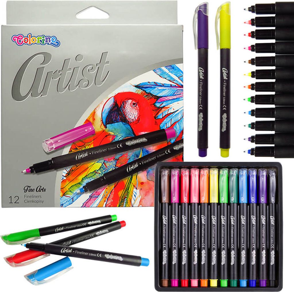 Colorino artist fine point pen mit Kunststoffspitze 12 Farben für Notizen