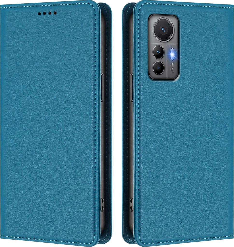 Handyhülle für Xiaomi 12 Lite, Kunstleder Klapphülle Stoßfeste Magnetische Hülle mit Ständer Blau