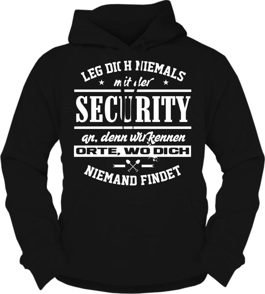 Herren Kapuzenpullover Leg dich niemals mit der SECURITY an