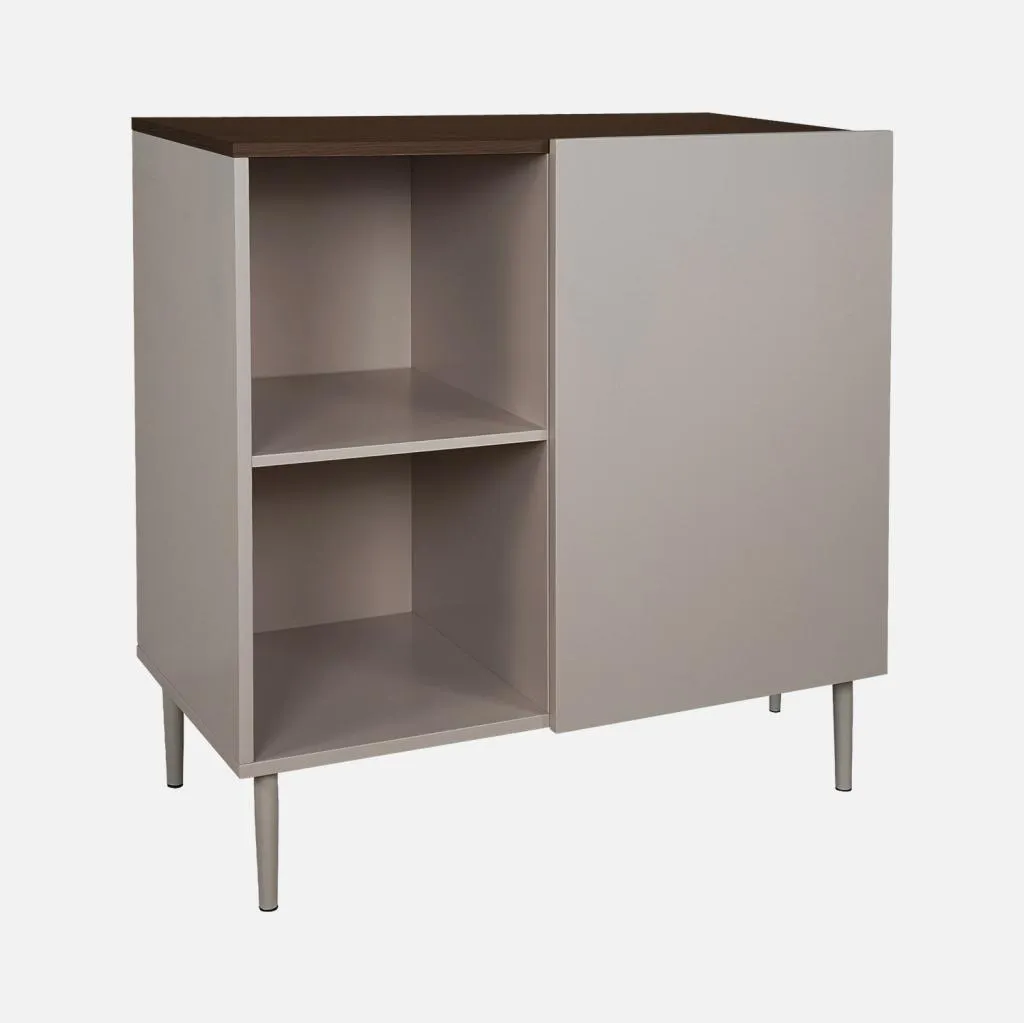 Madia Bassa 80cm Metallo e Legno Grigio - Credenza Artigianale