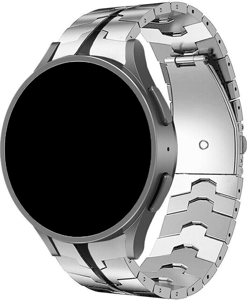Strap-it Samsung Galaxy Watch 4 44mm Stahl-eisen Armband (Silber/Schwarz)