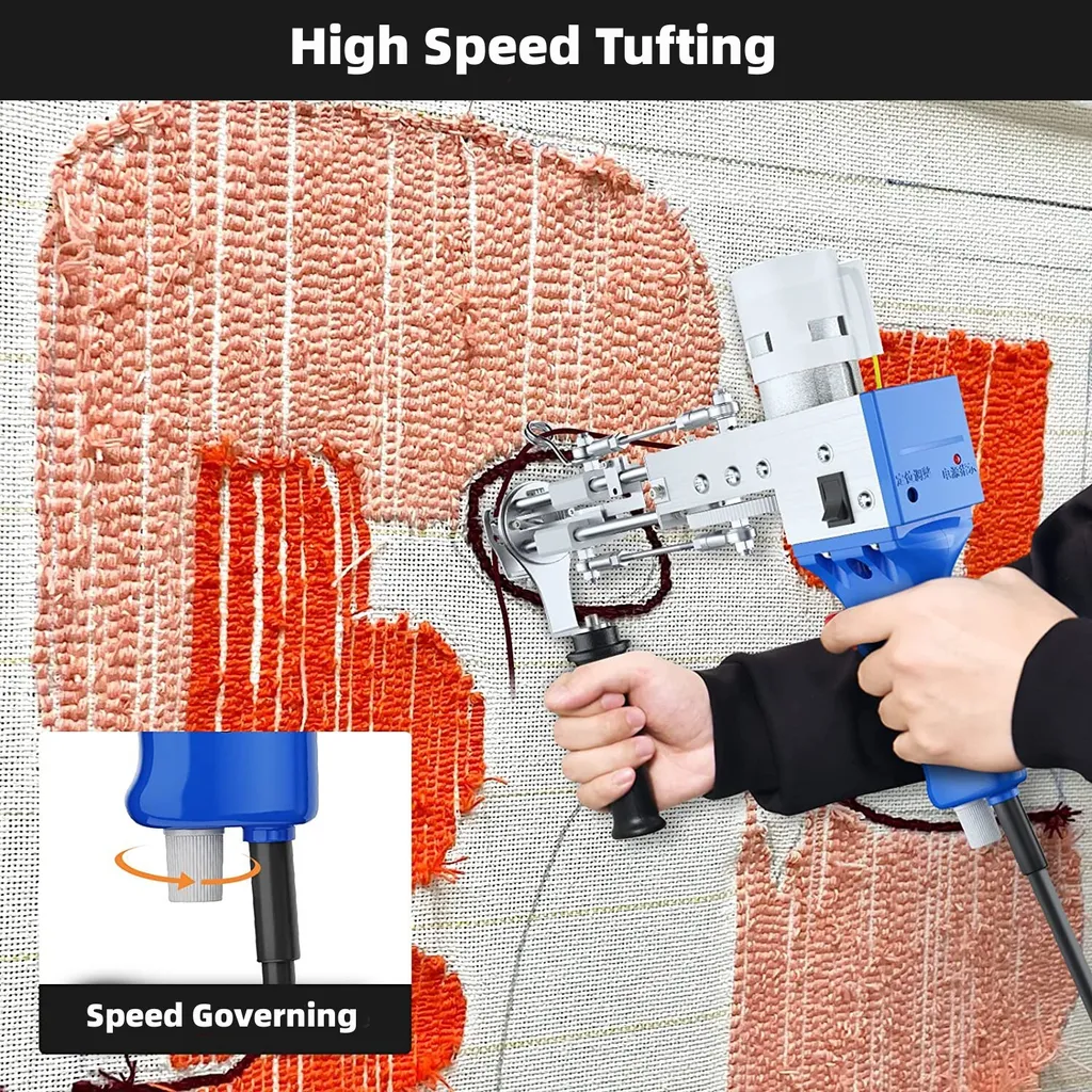 Tufting gun électrique 2-en-1 avec vitesse variable et fonctions avancées