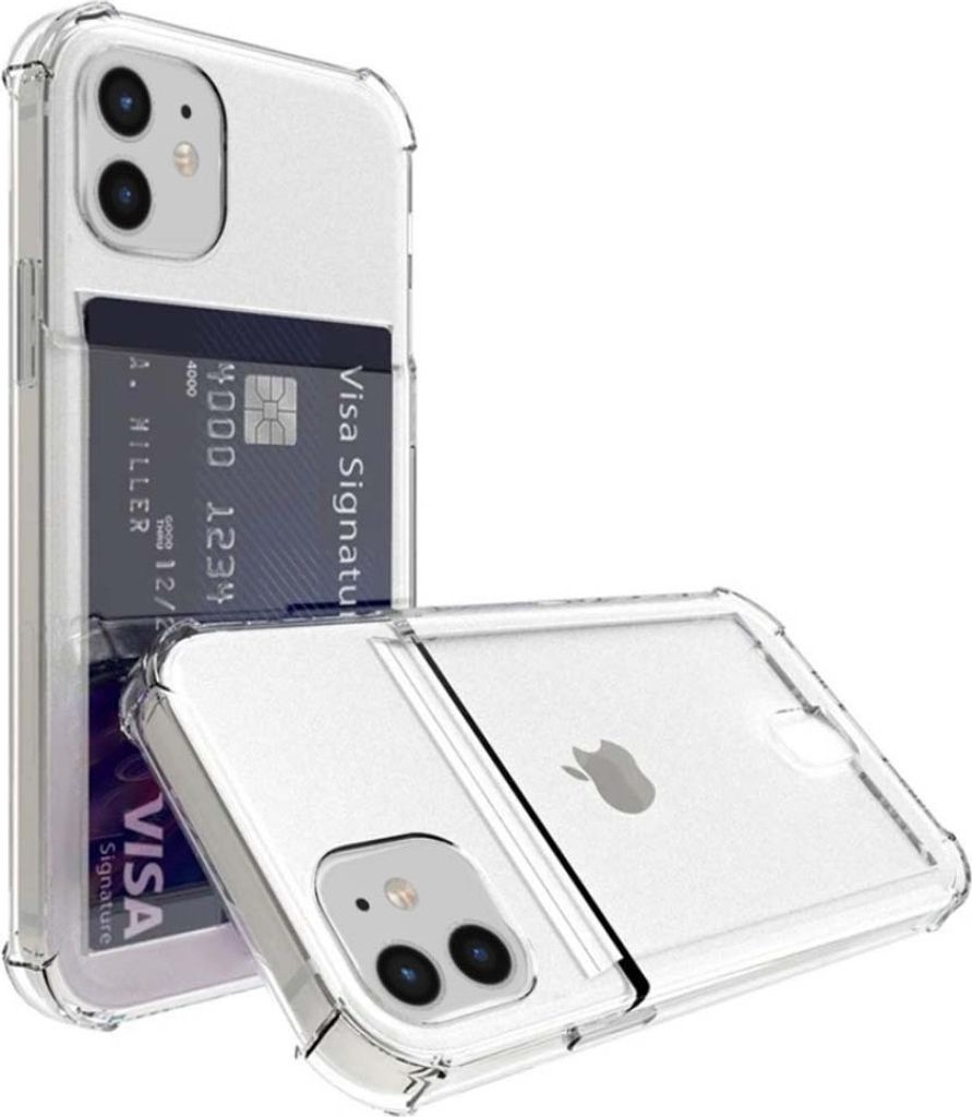 Smartphonica Telefoonhoesje Geschikt voor iPhone 12 Mini met Pasjeshouder Doorzichtig Siliconen - Transparant TPU Shockproof Backcover Case with ...