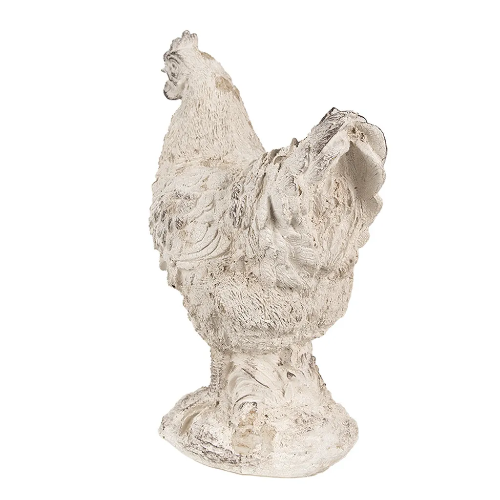 Poulet décoratif beige 26 cm en polyrésine robuste - Finition détaillée - 2