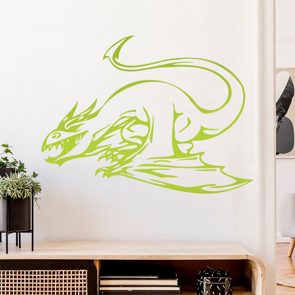 Drachen Angriff Wandtattoo in 6 Größen - Wandaufkleber Wall Sticker - Dekoration, Küche, Wohnzimmer, Schlafzimmer, Badezimmer