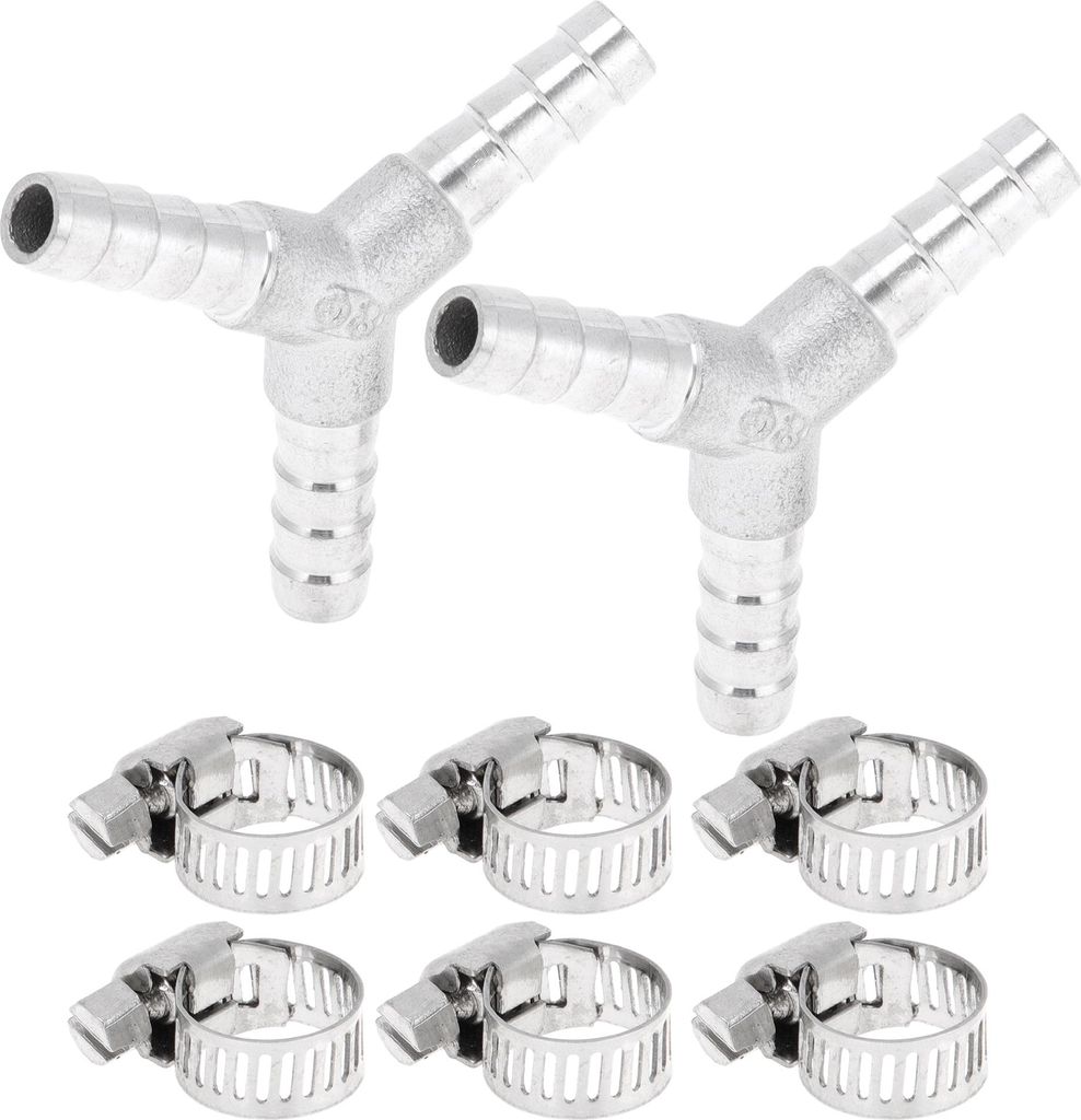 304 Edelstahl Schlauchstutzen 5/16" 3-Wege Y-förmiger Verbinder für Luft Wasser Öl Gas Kraftstoff 1 Satz Silberton
