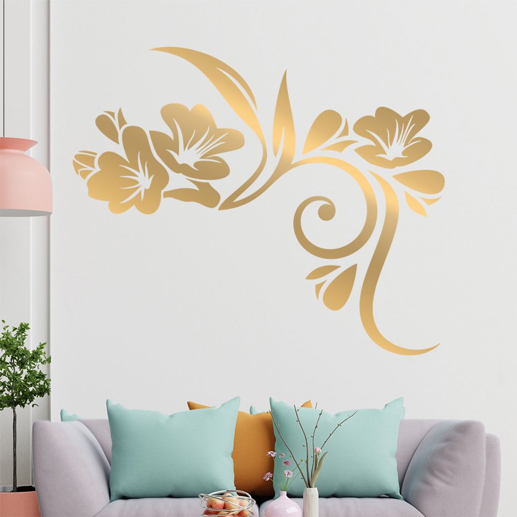 Blumen - Linien Wandtattoo in 6 Größen - Wandaufkleber Wall Sticker - Dekoration, Küche, Wohnzimmer, Schlafzimmer, Badezimmer