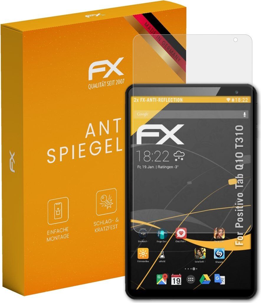 atFoliX FX-Antireflex 2x Schutzfolie kompatibel mit Positivo Tab Q10 T310 Displayfolie