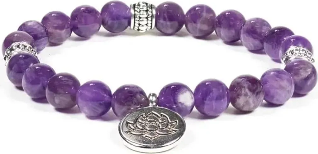 Bracelet de Méditation Améthyste et Lotus - Set de 2 pour Yoga et Détente