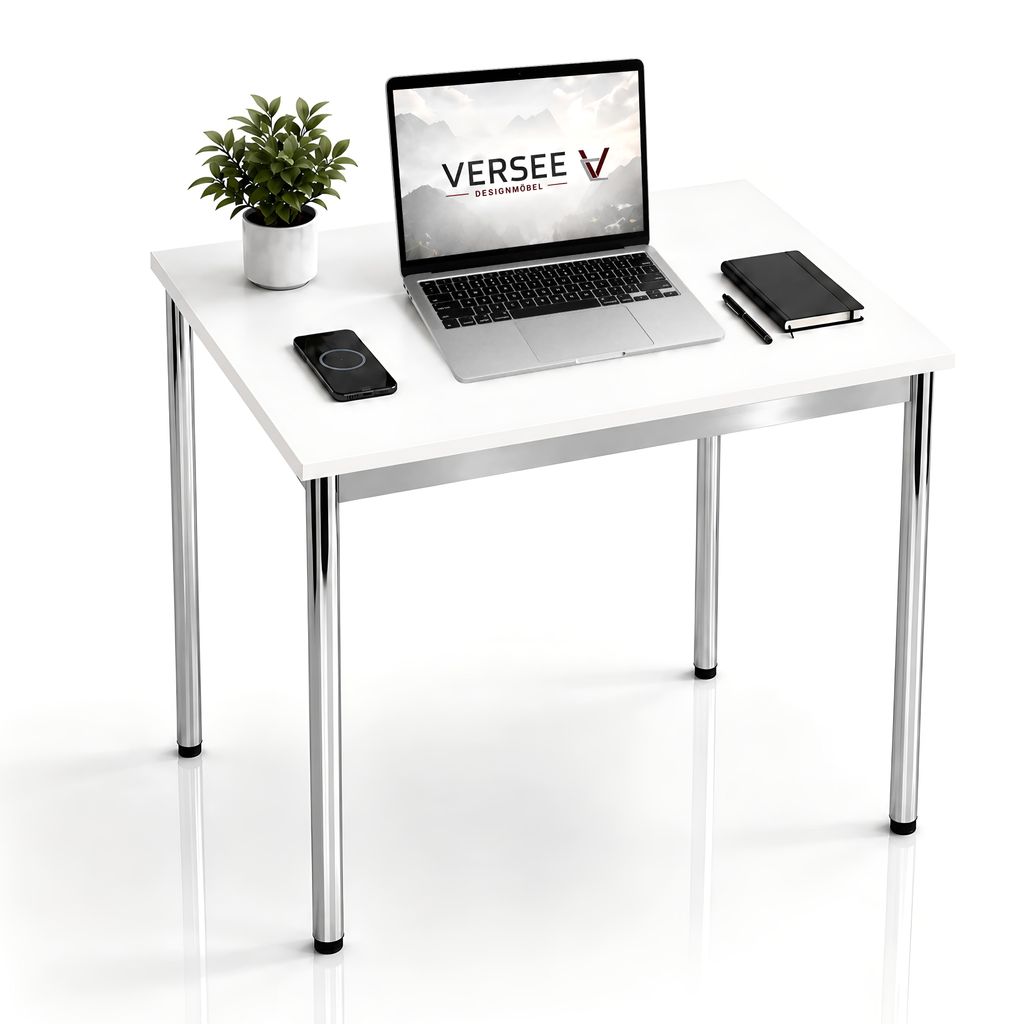 Schreibtisch / Konferenztisch VERSEE VST1 100x80 cm Weiß – höhenverstellbar, stabil