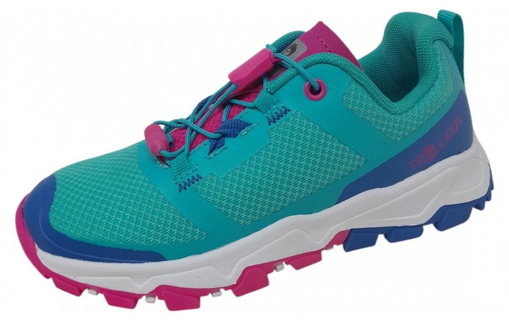 Trollkids Sandefjord Hiker XT Sportschuhe Kinder Outdoorschuhe sportlicher Schnürer Türkis Freizeit, Schuhgröße:34 EU