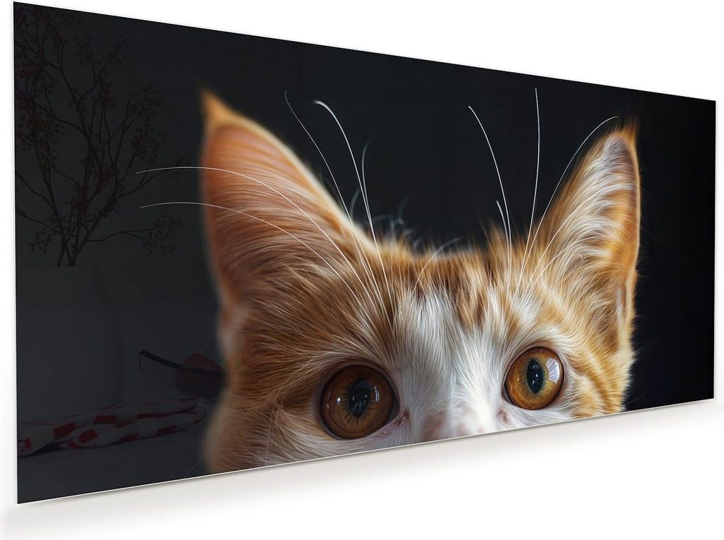 Glasbild 110x55cm in XXL für Wohnzimmer, Schlafzimmer Motiv Katzenaugen