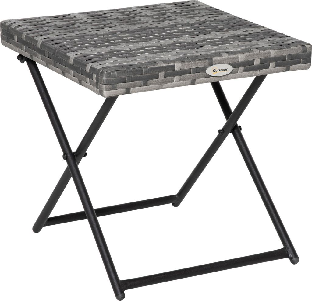 Beistelltisch aus Polyrattan klappbar Kaffeetisch Couchtisch Tablett Balkontisch Gartentisch Sofatisch Teetisch Gartenmöbel Rattantisch für Garte...