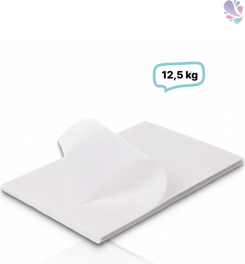 Pergaplus 1/8 Bogen, Pergamentersatzpapier, Einschlagpapier weiß, 37,5x25 cm, 12,5 KG für Verpackung von Lebensmitteln