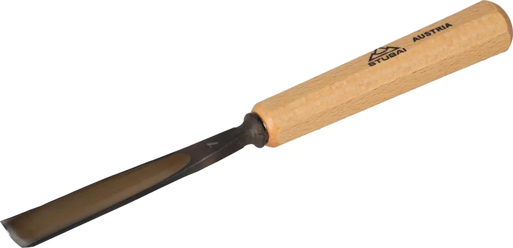 Scalpello STUBAI Serie 52 - Forma 7 | Scalpello diritto - 16 mm, con manico in legno, per lavori di figura, intagli e rilievi, per lavorazioni precise del legno