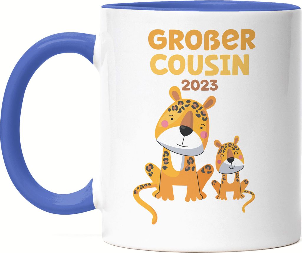 Großer Cousin 2023 Tasse Blau Löwen Cousin Familien Love Liebe Geborgenheit Beschützer Cousins Zusammenhalt