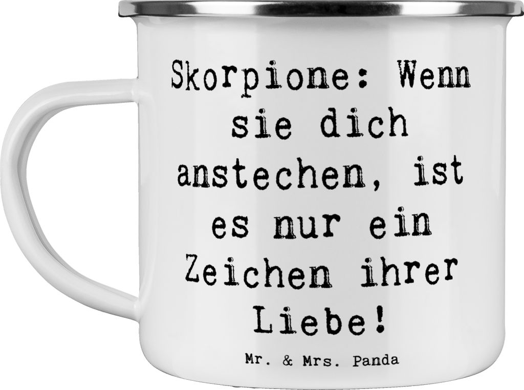 Mr. & Mrs. Panda Pott Spruch Skorpion Liebe - Weiß - Geschenk, Blechtasse, Sternzeichen, Humor, Geschenke, Emailletasse, Haferl, Teetasse, Astrolo...