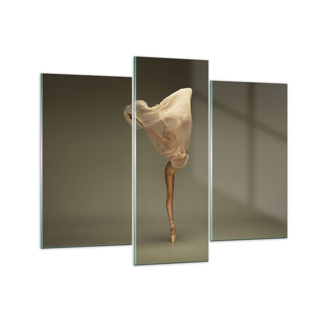 Bilder auf glas - 3 Teile - Ballerina Figur Tanzen - 130x100cm - Glasbilder - Wandbilder - Bilder - zum Aufhängen bereit - Wanddekoration aus Glas...