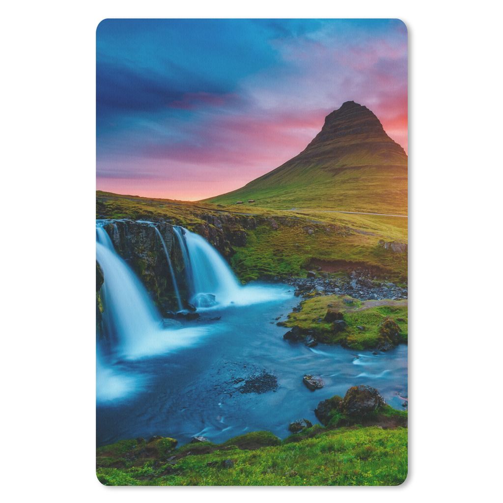 MuchoWow Mauspad Mousepad Wasserfall - Berg - Moos - Sonnenuntergang - Natur 40x60 cm - Mousepads - Maus Mat - Pad - Mausunterlage - Schreibtisch...