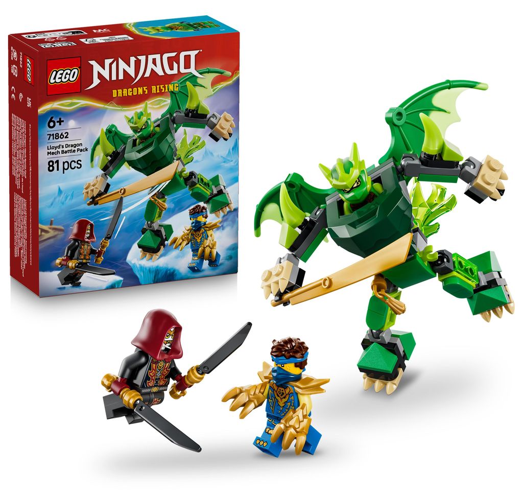 LEGO NINJAGO Lloyds Drachen-Mech Battle Set - Ninja Spielset mit Actionfigur, 3 Minifiguren und Katanas - Kinderzimmer Deko - Geschenkidee für Jun...