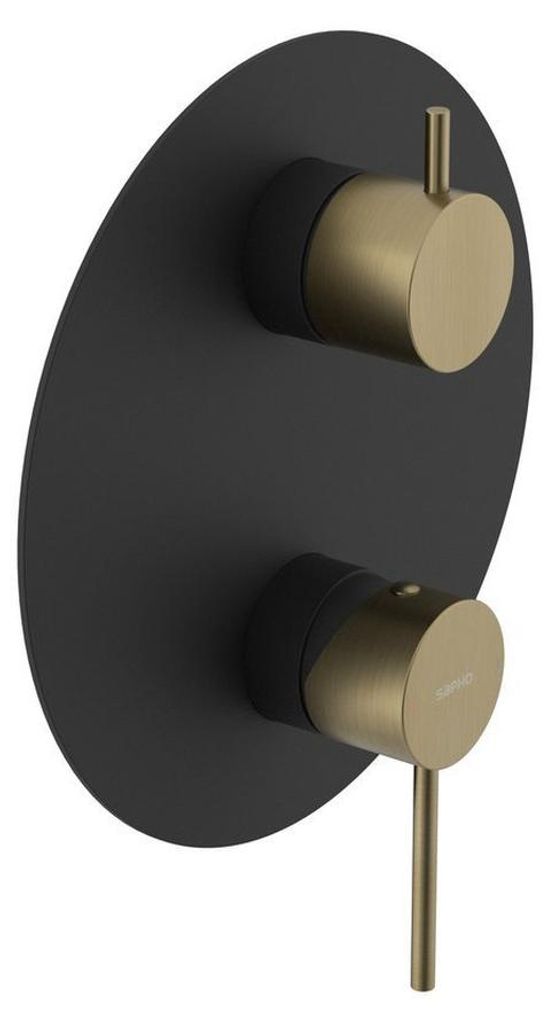Sapho ULTRAMIX Unterputz-Duscharmatur, 2 Wege, Drehschalter, Schwarz matt/Gold matt