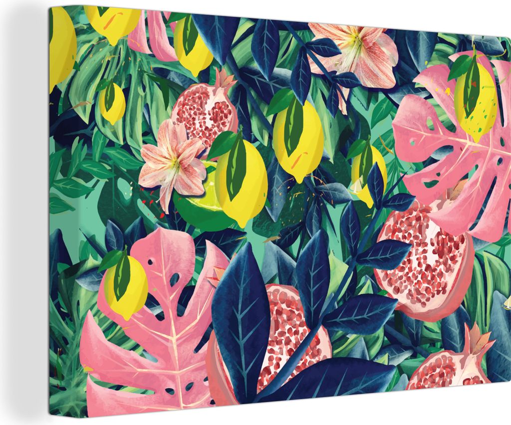 OneMillionCanvasses - Leinwandbilder - 140x90 cm, Blumen - Früchte - Farben, Wandbilder Kunstdruck Wanddekoration - Foto auf Leinwand - Gemälde...