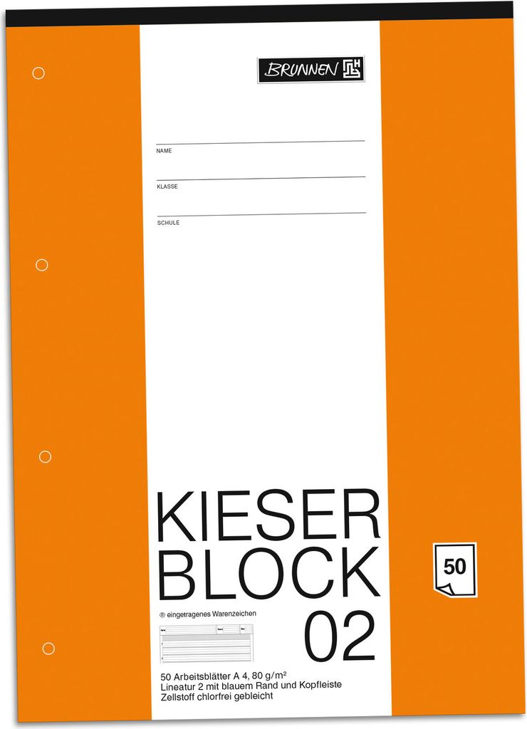 Kieser Block 02 DIN A4 Schullineatur 4-fach gelocht Produktbild 