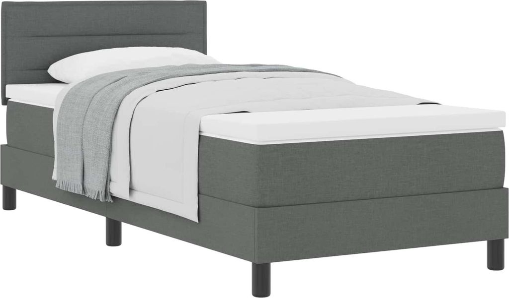 Boxspringbett mit Kopfteil Dunkelgrau 100 x 200 cm Stoff