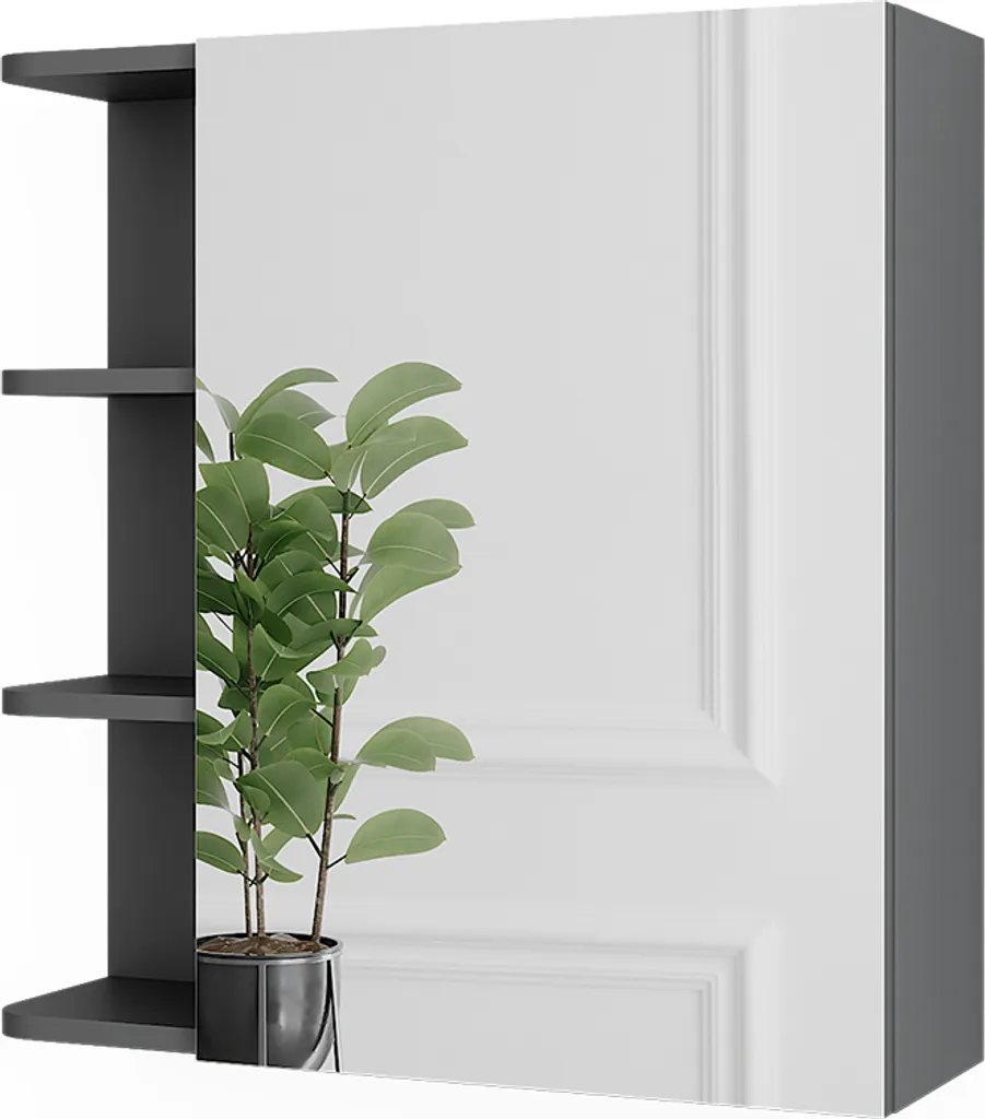 Vicco Armadietto a specchio per il bagno Fynn, 62 x 64 cm, Antracite