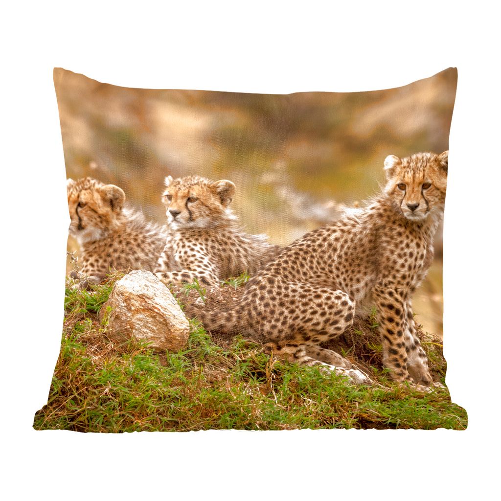 MuchoWow Zierkissen Sofakissen Wohnzimmer Dekokissen 60x60 cm Leopard - Wald - Tier - Sitzfläche - Foto Polster