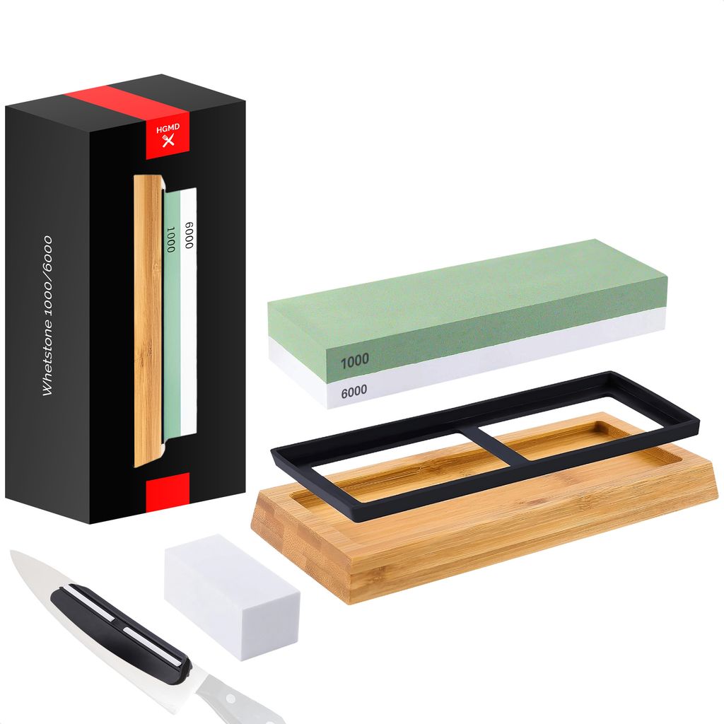 HGMD Doppelseitiger Schleifstein 1000/6000 - 4 Stück - Schärfstein - Luxus-Schleifstein - Messerschärfer