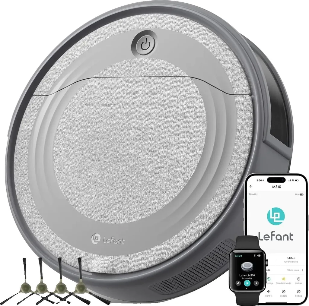 Aspirateur robot M310 avec navigation intelligente et filtre HEPA noir