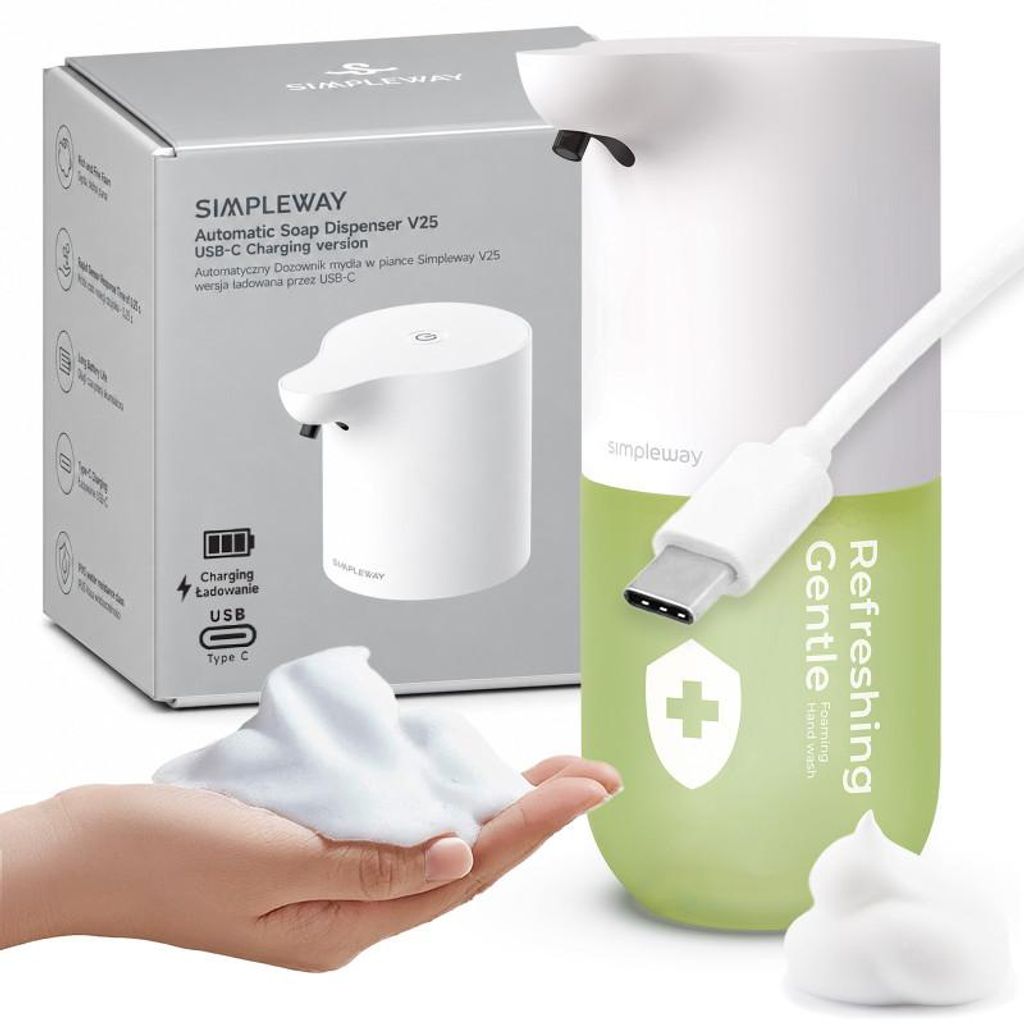 SIMPLEWAY V25 automatische schuimzeepdispenser met zeep, Productafbeelding 