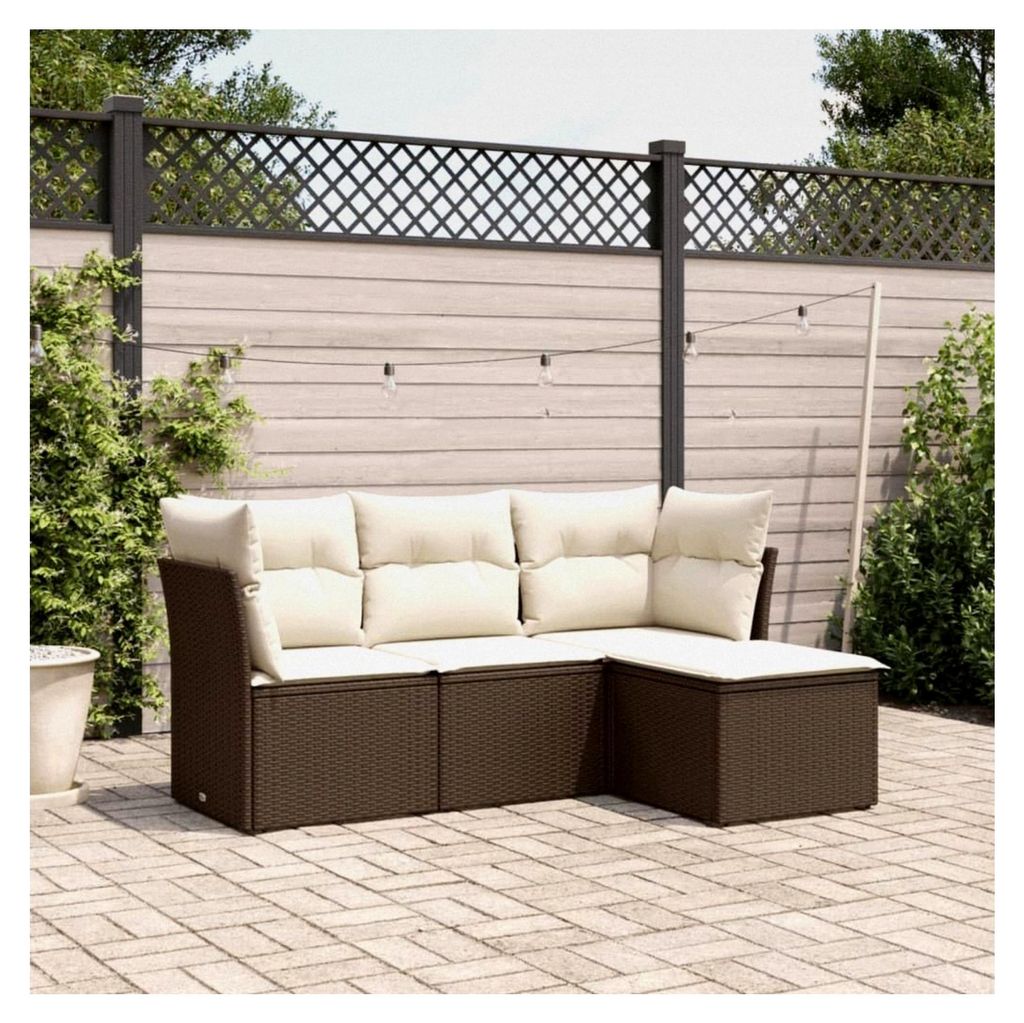 Gartenlounge Set, Gartenmöbel Sofa mit Kissen, Poly Rattan Sitzgruppe, Bequemes Sitzerlebnis, Langlebiges Material für Garten und Außenbereich