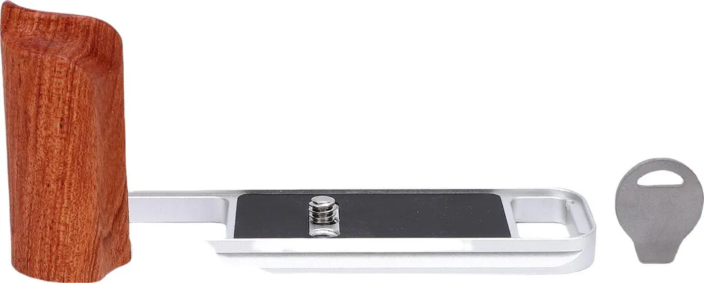 Poignée L en bois argent pour Fujifilm X-E5 avec plaque Arca Swiss