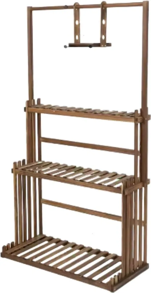 Support plantes bois stable pour gagner de l'espace avec 3 étagères