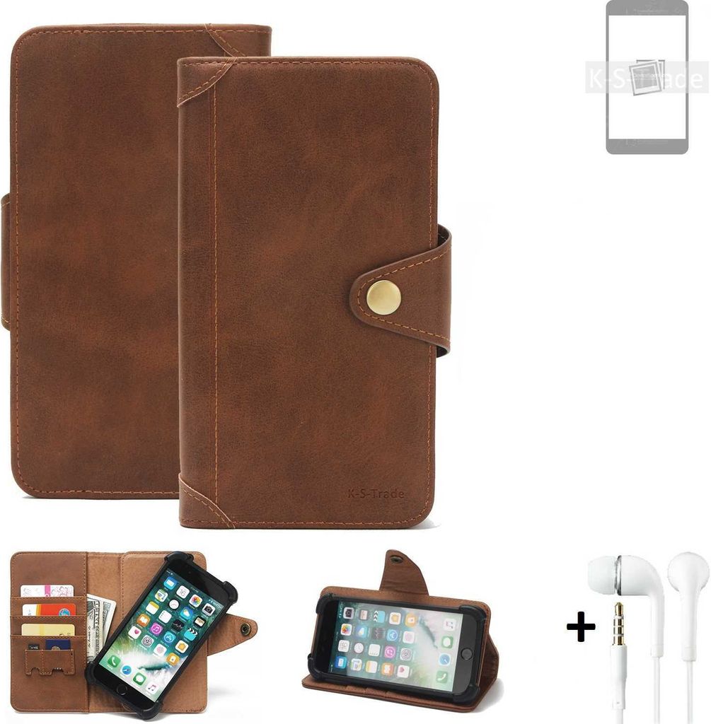 K-S-Trade Handyhülle + Kopfhörer für Samsung Galaxy S22 Schutz Hülle Walletcase Bookstyle Tasche Case Handytasche Wallet Flipcase Cover Polyure...