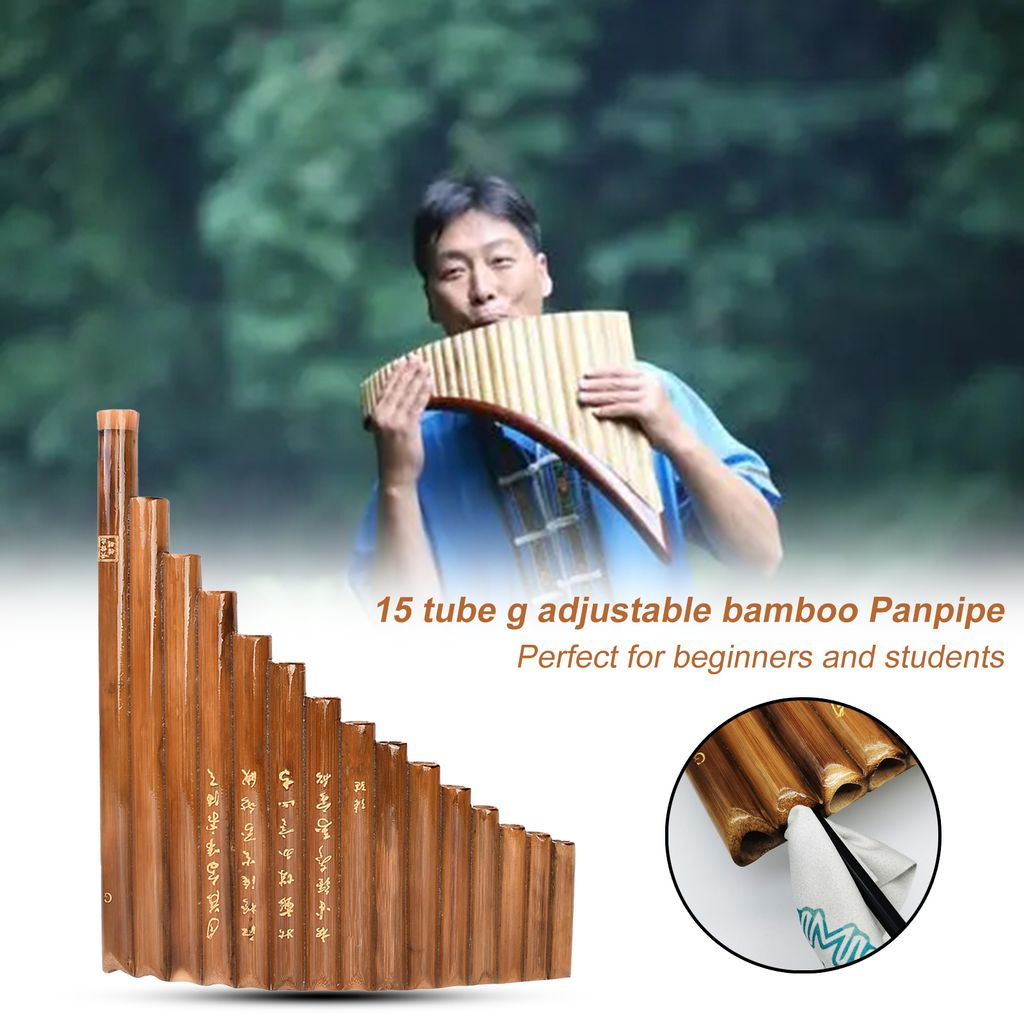 Panflöte, richtig gestimmt, für die linke Hand, leicht zu erlernen, 15 Pfeifen, chinesisches traditionelles Musikinstrument, Panflöte für Musical