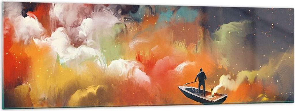 Bilder auf glas - Abstraktion Boot - 160x50cm - Glasbilder - Wandbilder - Kunstdruck - zum Aufhängen bereit - Wanddekoration aus Glas - Glas Bilde...