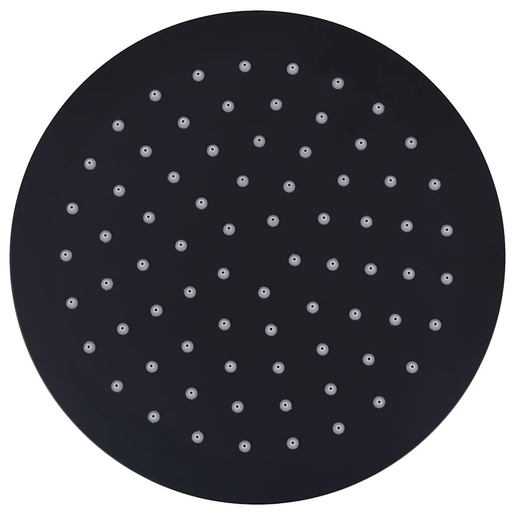 vidaXL Doccia a pioggia in acciaio inox 20 cm rotonda nera Immagine del prodotto 