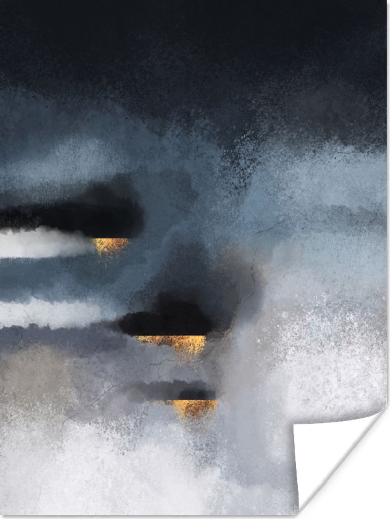 MuchoWow Poster Wolken - Gold - Abstrakt 30x40 cm - Wandplakat - Poster Kinderzimmer