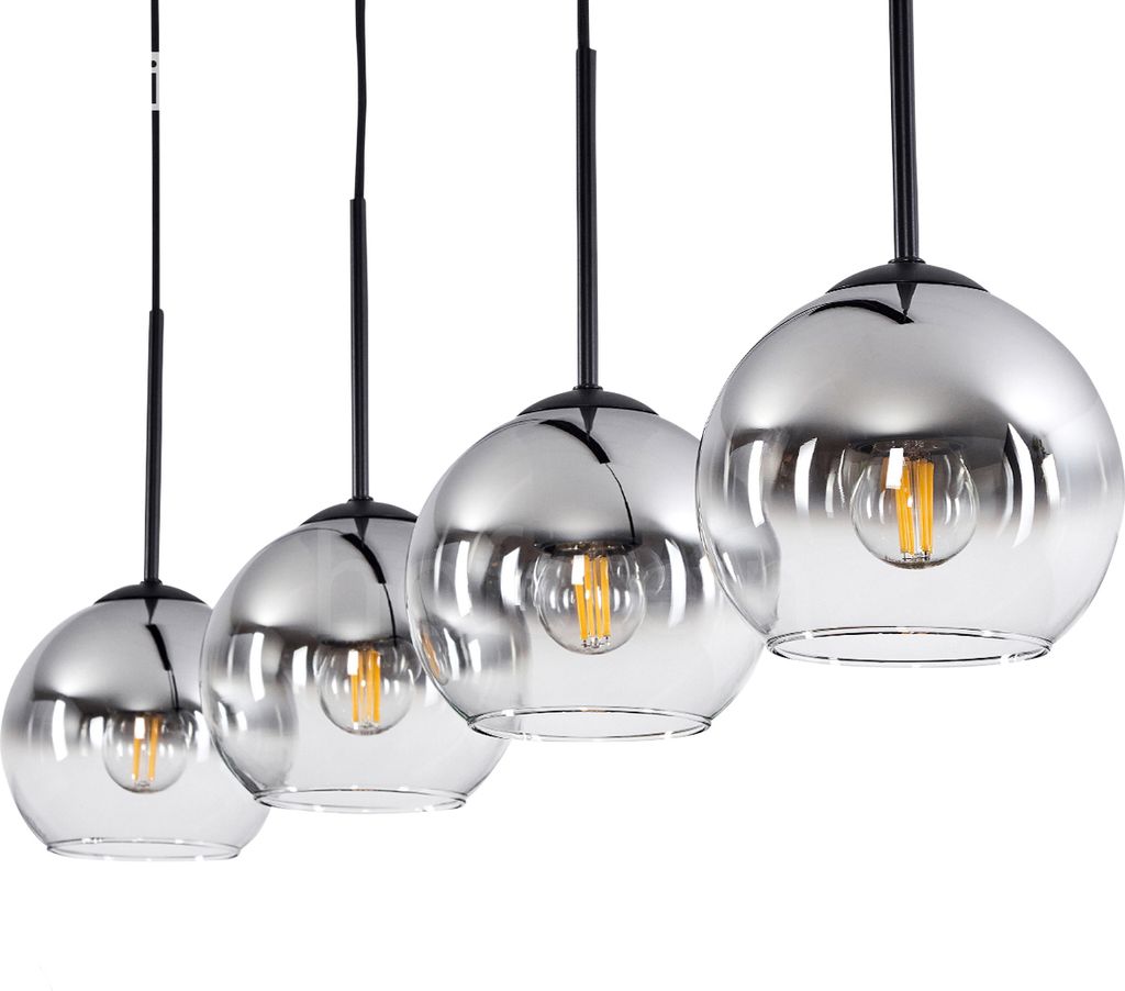 Cesaro »Cesaro« Hängelampe aus Metall/Glas in Schwarz/Chromfarben/Klar