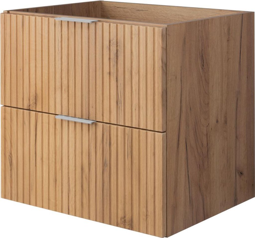 Waschtischunterschrank, Mattweiß, 60 x 57 x 46 cm, silberner Griff, ohne Arbeitsplatte