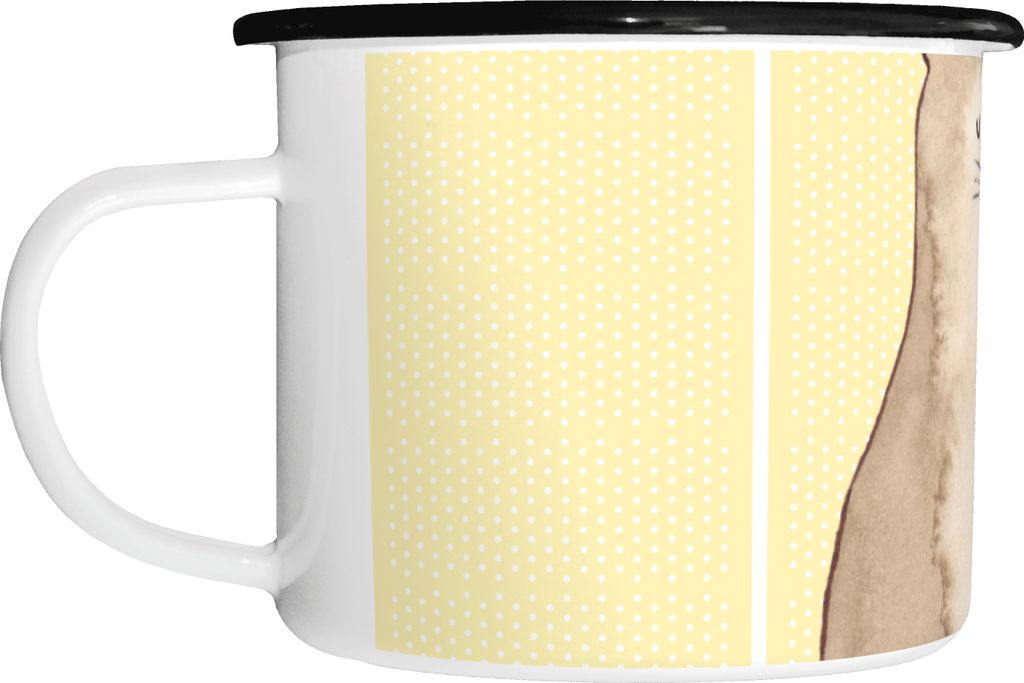 Mr. & Mrs. Panda Pott Katze Sitzen - Gelb Pastell - Geschenk, Herz, Teetasse, Katzen, Emaille Becher, Tasse, Haferl, Cats, Große, Liebe